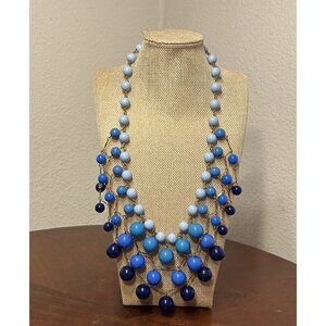 Vintage J.Crew Beaded Bib Statement Necklace in Blue - New